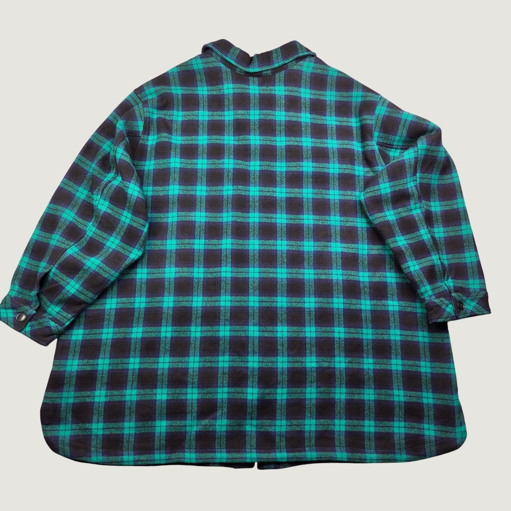 Torrid Women's 5X Plaid Flannel Shacket 100% Cotton Teal Black Shirt Jacket - Picture 3 of 12
